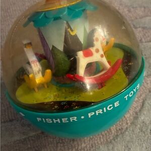 Vintage Fisher-Price Teal Carousel Snow Globe Toy - Kids